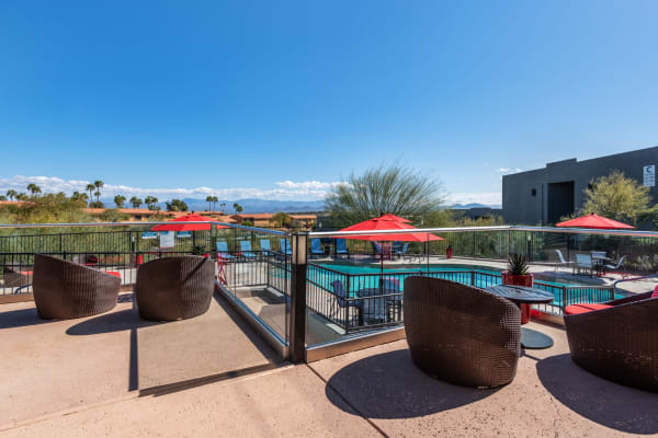Lounge area out by the pool at Luna at Fountain Hills in Fountain Hills, Arizona