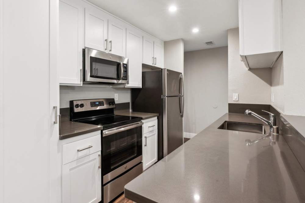 A Luxury apartment kitchen at Muirwood Apartment Homes in Martinez, California
