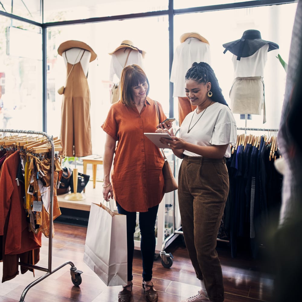 Resident shopping at a local boutique near Creek Hill Apartments in Webster, New York