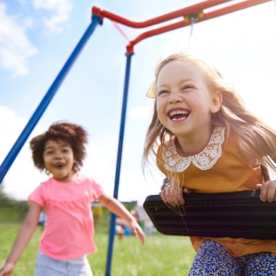 Children playing at a playground at The Bricks in Joint Base Lewis McChord, Washington