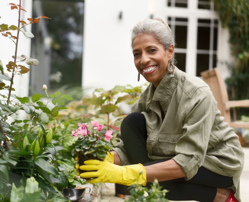 Resident gardening at Arbor Glen Senior Living in Lake Elmo, Minnesota