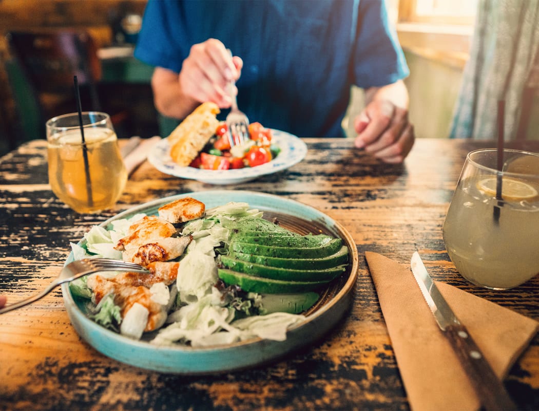 Tasty bowl and drinks at a local spot near The Park at Waterford Harbor in Kemah, Texas