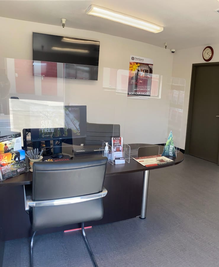 Interior of the leasing office at StorQuest Express Self Service Storage in Sacramento, California
