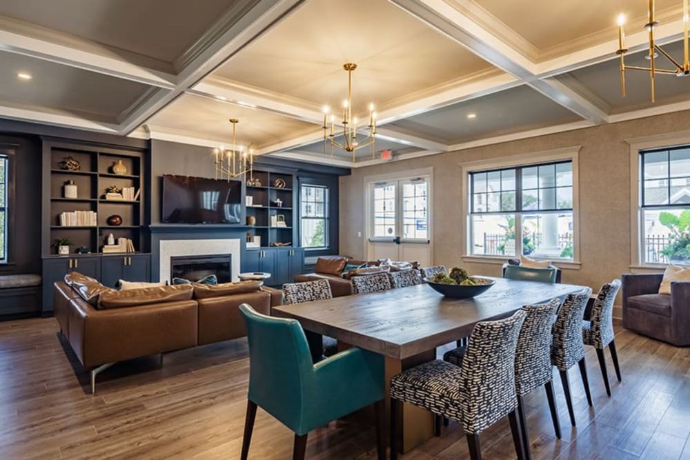 Luxurious clubhouse interior with modern details at Winding Creek Apartments in Webster, New York