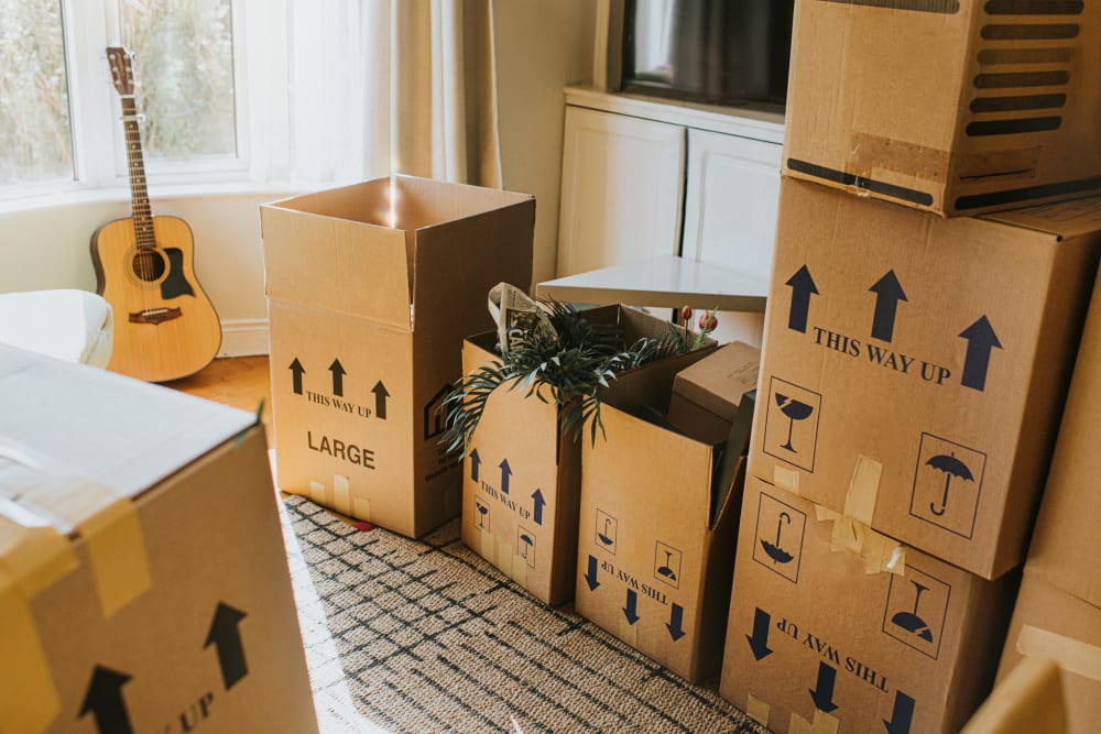 Boxes packed for storage at Another Closet Storage in Fredericksburg, Texas