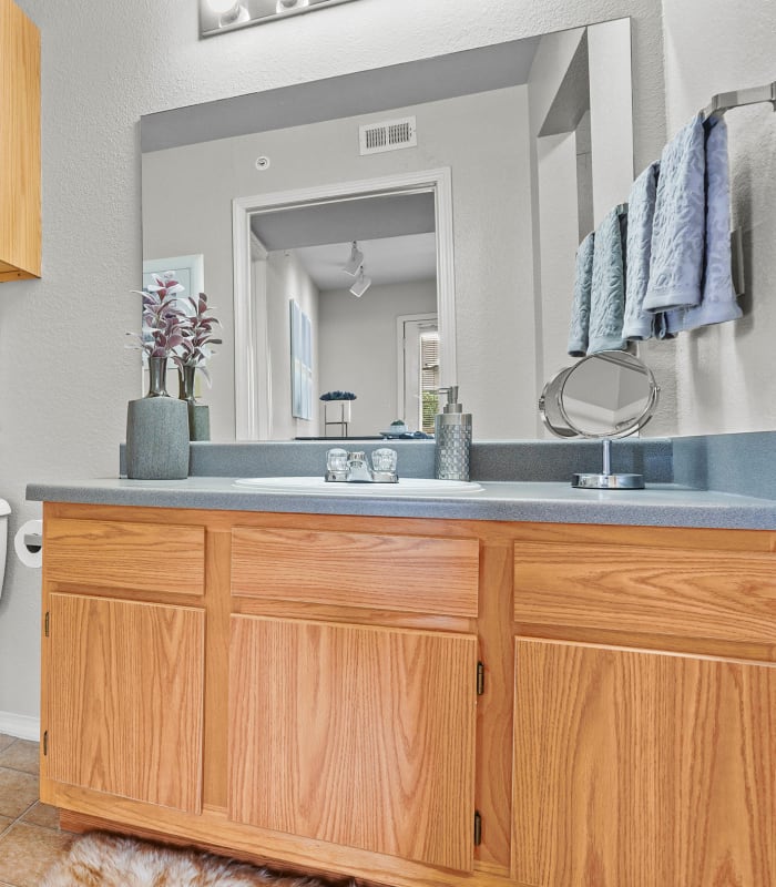 Bathroom bright sink at The Remington Apartments in Wichita, Kansas