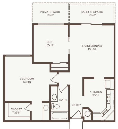 Assisted living one bedroom with Den at The Country Club of La Cholla in Tucson, Arizona