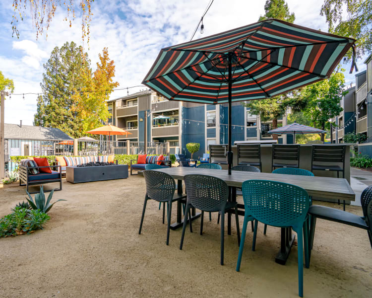 Great outdoor common area to gather with your friends and neighbors at Terra Martinez in Martinez, California