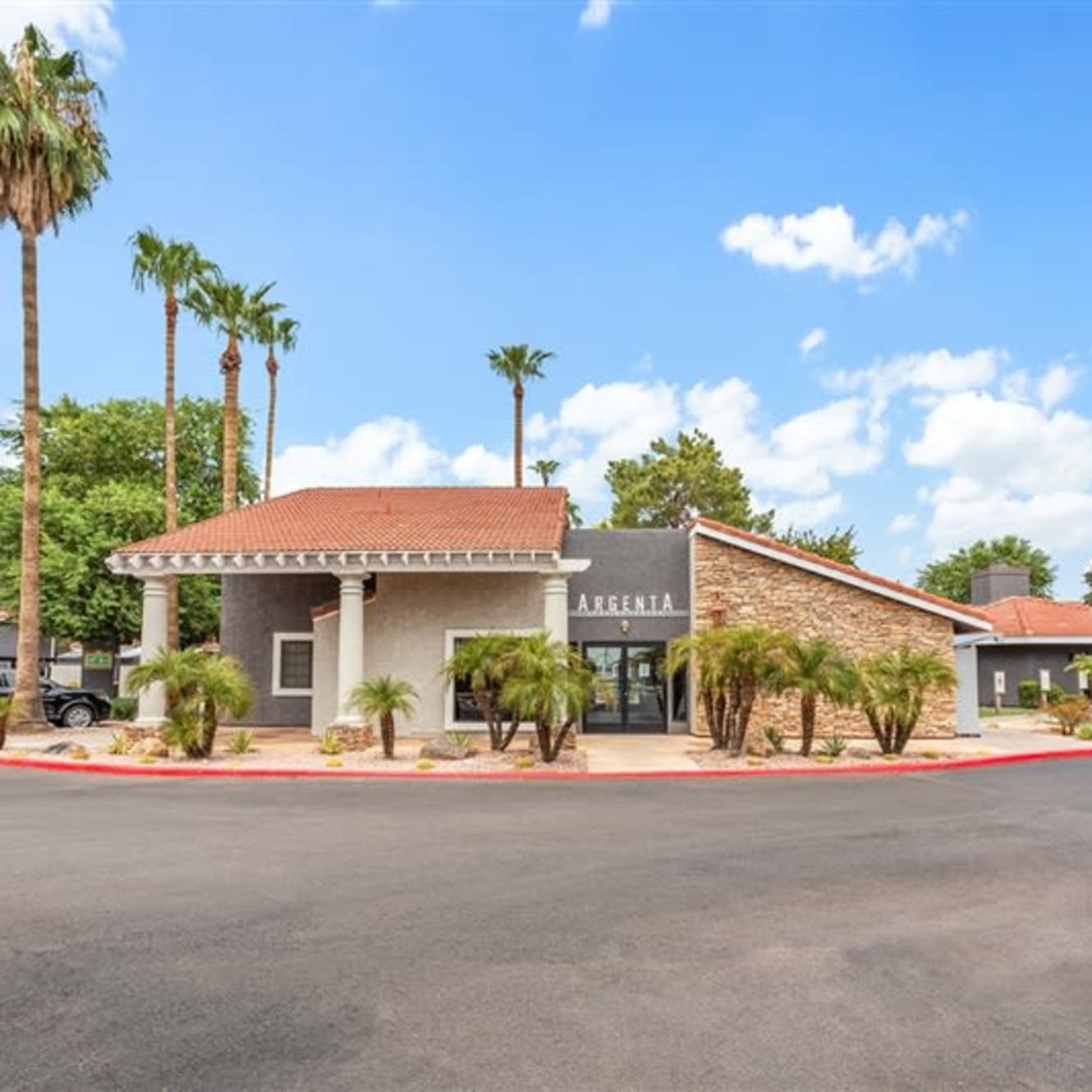 The entrance to Argenta Apartments in Mesa, Arizona
