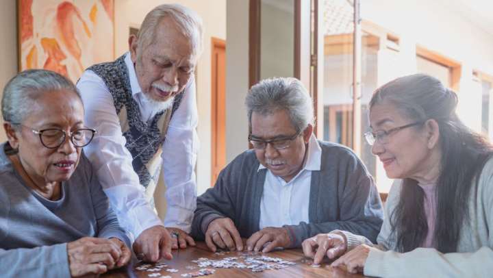 seniors playing board games