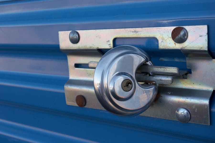 A locked outdoor unit at Dumfries Self Storage in Dumfries, Virginia