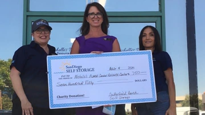 The team at Butterfield Ranch Self Storage is proud to provide their 2021 charitable gift to Michelle