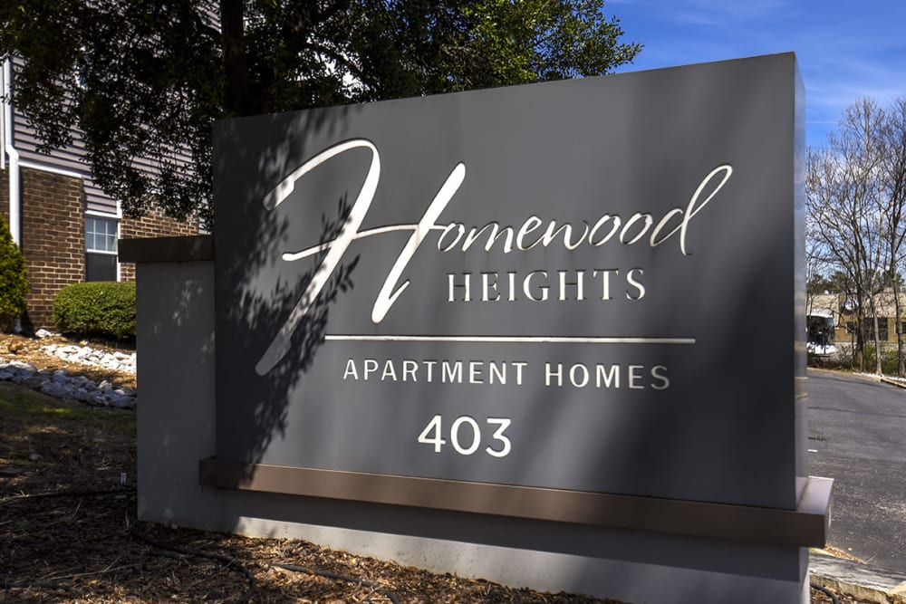 Property Sign at Homewood Heights Apartment Homes in Birmingham, Alabama