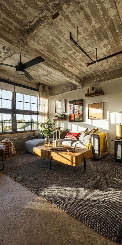 Living room at Union Terminal Warehouse in Jacksonville, Florida
