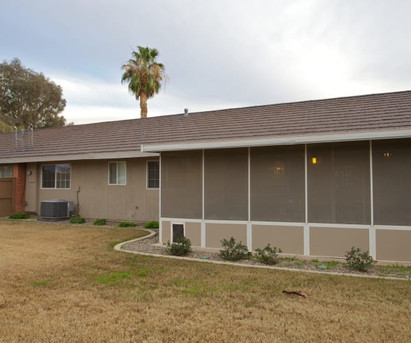 The backyard of a home at El Centro New Fund Housing (Enlisted) in El Centro, California