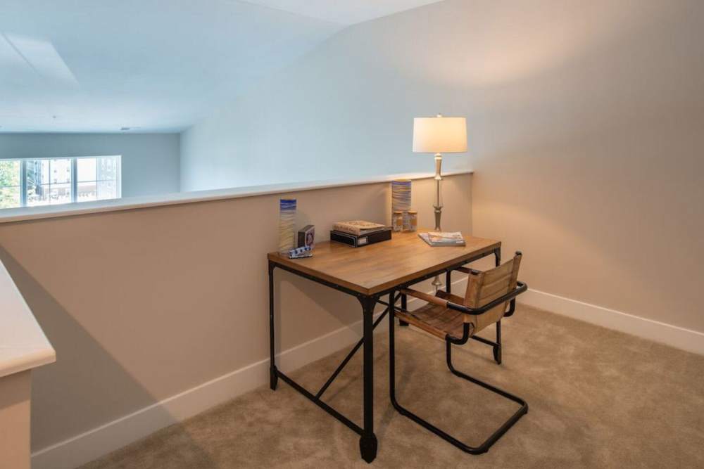 Study area in the loft at The Elms at Signal Hill Station in Manassas, Virginia
