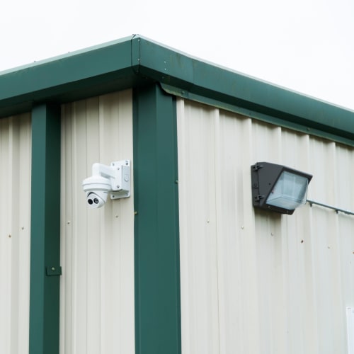 Outdoor security camera and flood light at Red Dot Storage in Baton Rouge, Louisiana