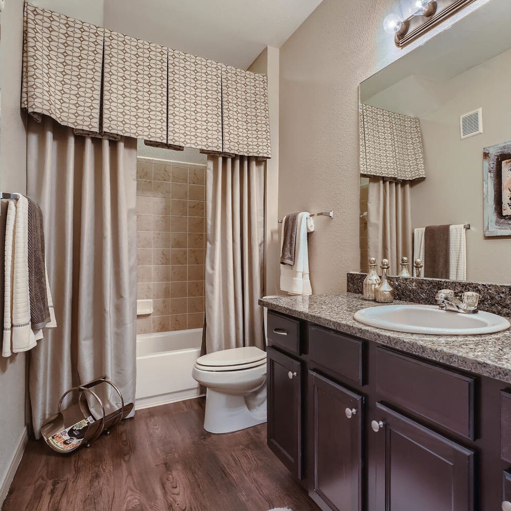 Bathroom at Grand Villas Apartments in Katy, Texas