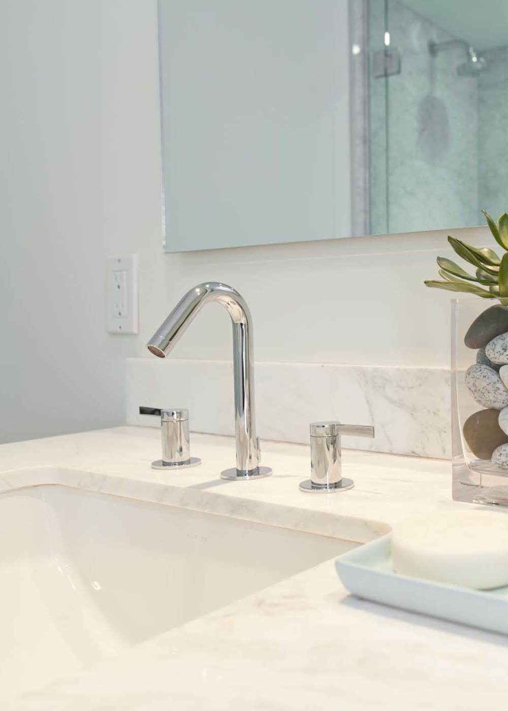 Bathroom sink with a soap dish at Textile Lofts at Planet Zero in Richmond, Virginia
