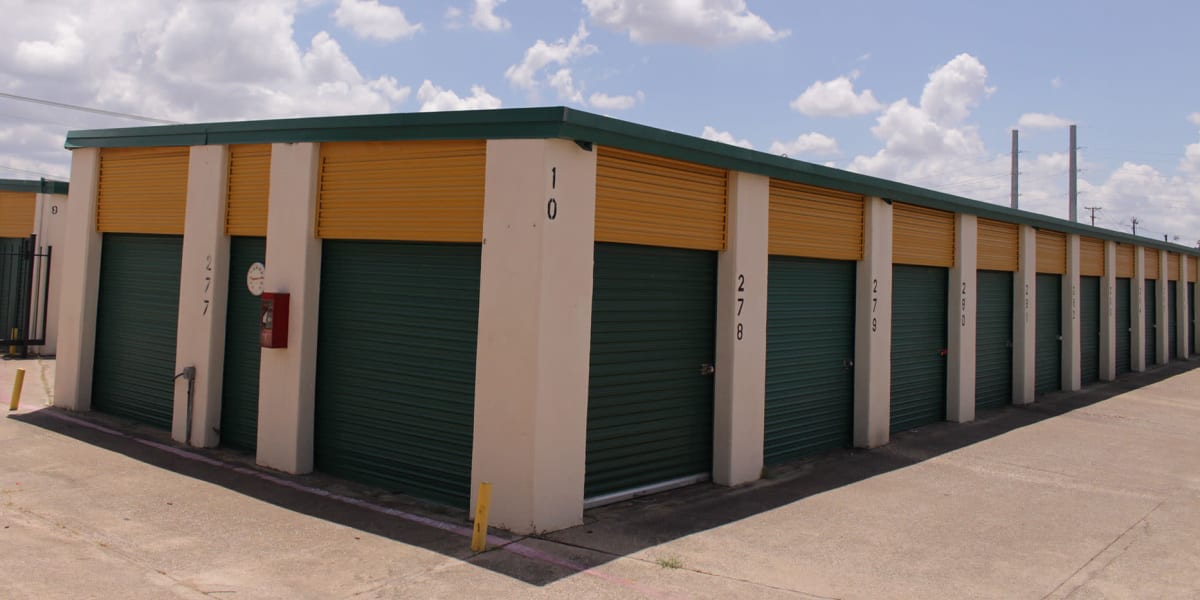 Drive-up storage units at Avid Storage in Arlington, Texas