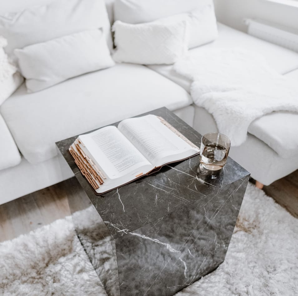 Marble coffee table in the living room at The Sierra Chelsea in New York, New York