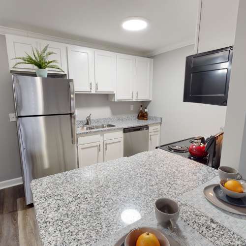 Kitchen island at Lakefront at West Chester in West Chester, Ohio