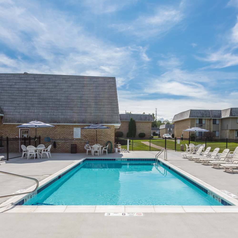 Swimming pool at Hilton Village II Apartments in Hilton, New York