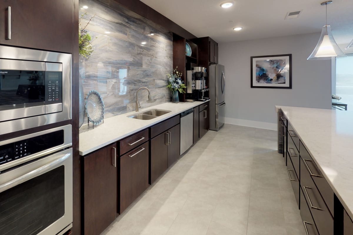 Community kitchen area at Attivo Trail Waukee in Waukee, Iowa