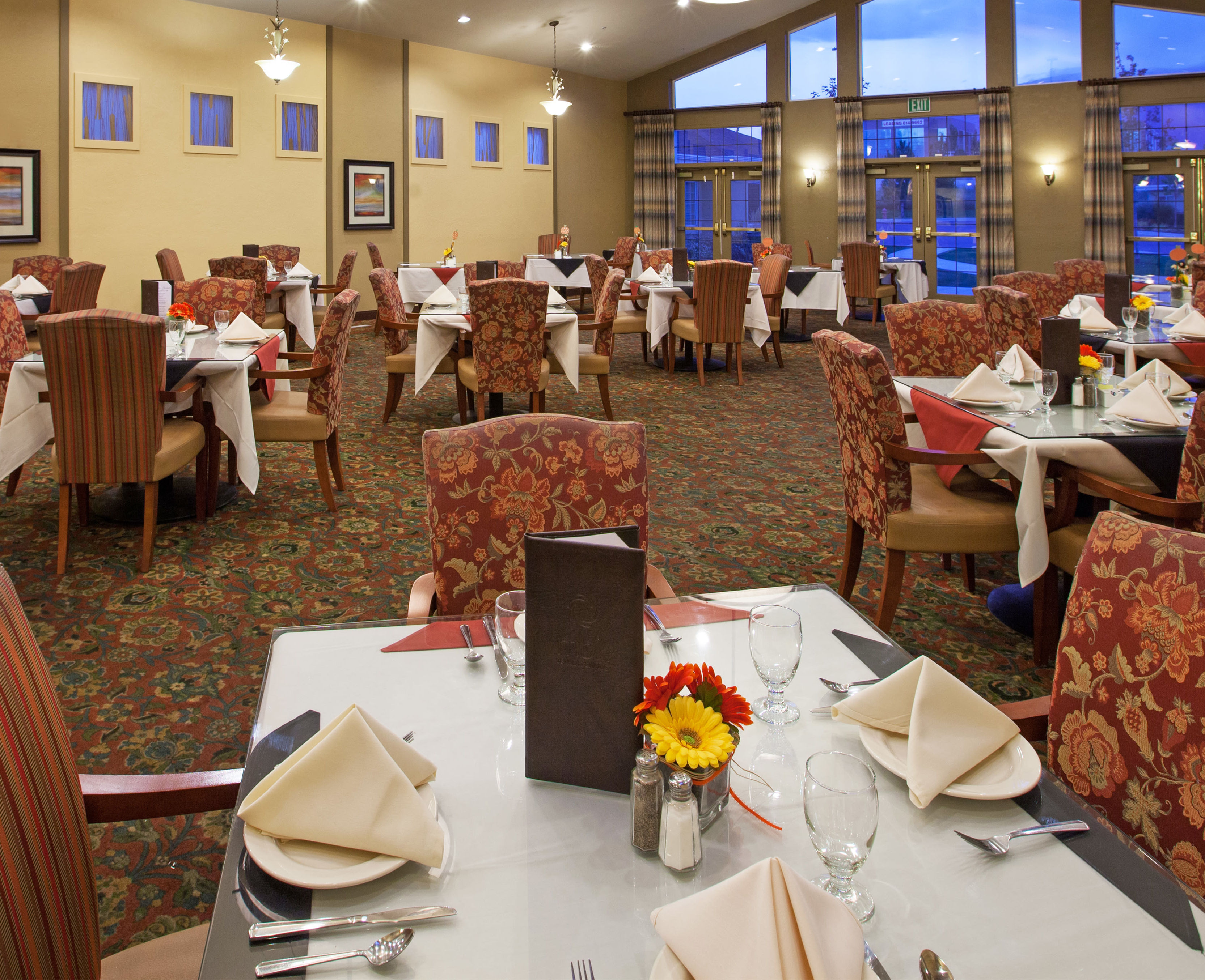 Dining tables at Chancellor Gardens in Clearfield, Utah