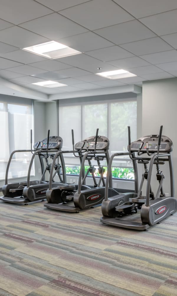 Fully sized state of the art fitness center at Crossings at Olde Towne in Gaithersburg, Maryland