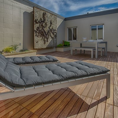 Private outdoor living space in the gorgeous Penthouse floor plan at Panorama Apartments in Seattle, Washington