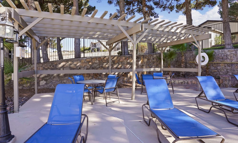 Deck chairs at Double Tree Apartments in El Paso, Texas