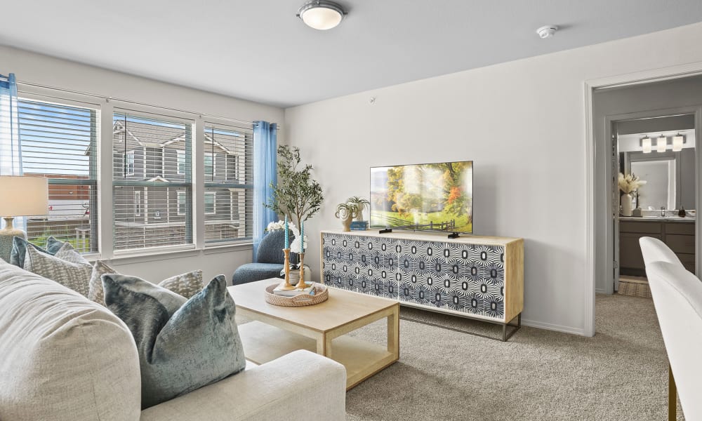 Living room area at Center 301 Apartments in Belton, Missouri