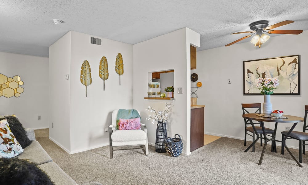 Living room at Raintree Apartments in Wichita, Kansas