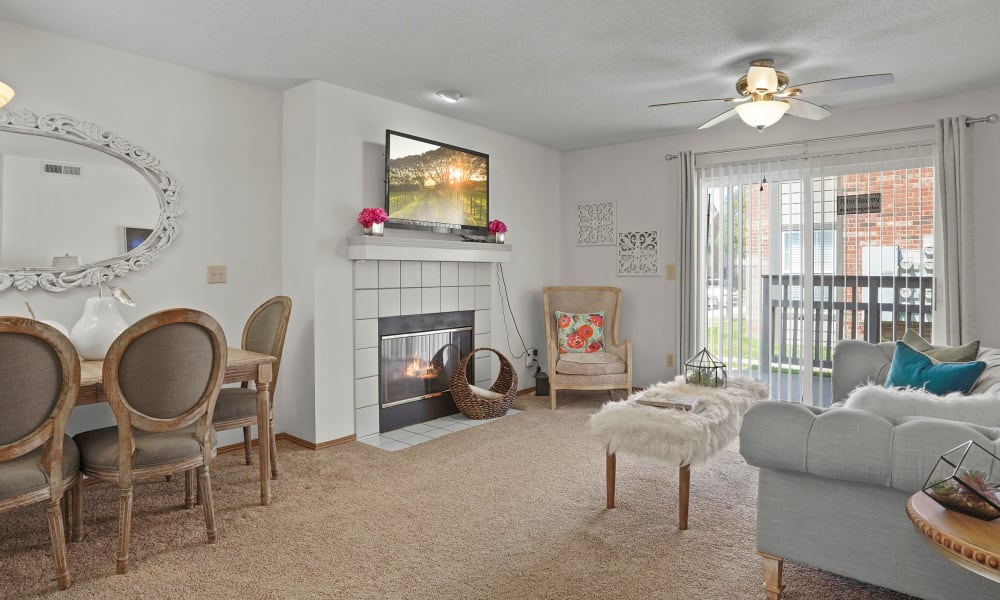 Living room at Huntington Park Apartments in Wichita, Kansas