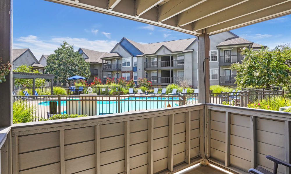 Patio at Nickel Creek Apartments in Tulsa, Oklahoma