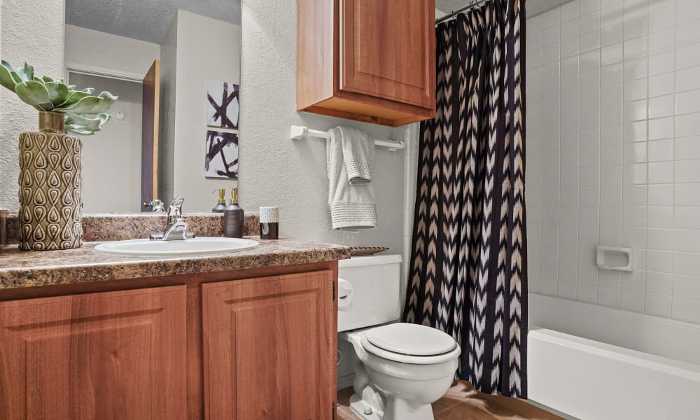 Bathroom at Sunchase Apartments in Tulsa, Oklahoma