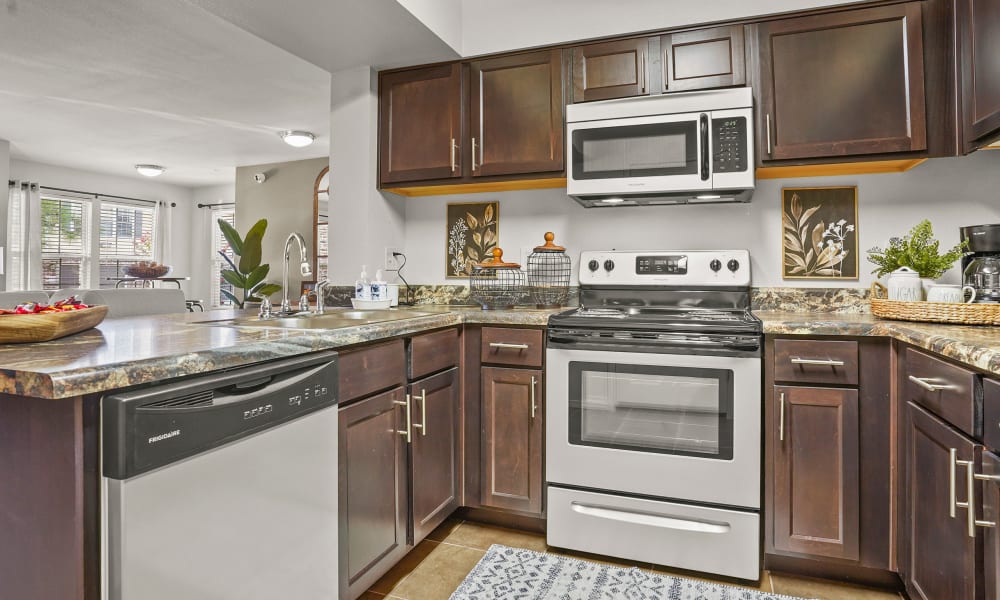 Kitchen at Mission Point Apartments in Moore, Oklahoma