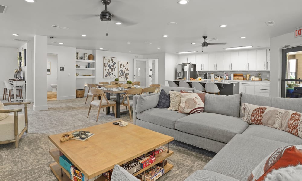 Clubhouse dining area at Huntington Park Apartments in Wichita, Kansas