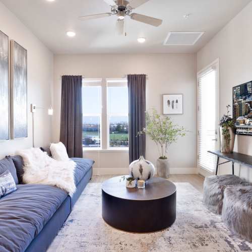 Living room at Alira Apartments in Sacramento, California