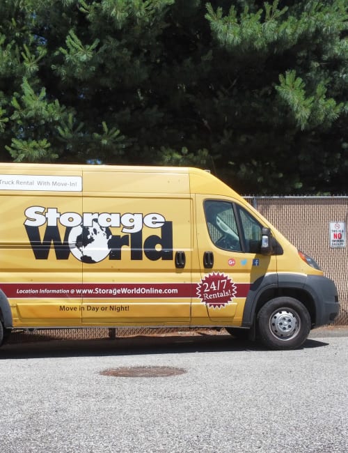 The moving van available to customers at Storage World in Mickleton, New Jersey