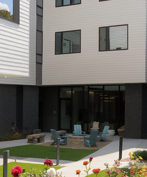 Outdoor fireplace at The Garden in Pittsburgh, Pennsylvania