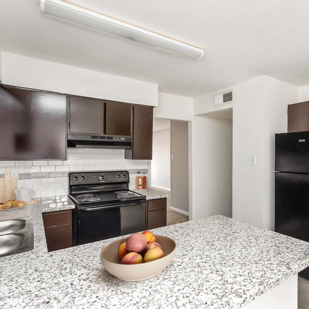 Modern kitchen at Costa Verde in Houston, Texas