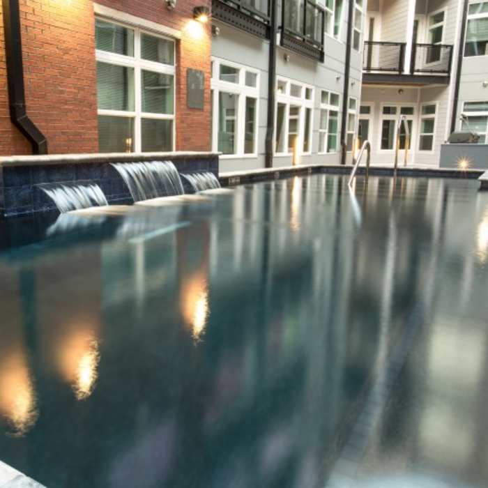 Resort-style swimming pool at Attain Downtown, Norfolk, Virginia