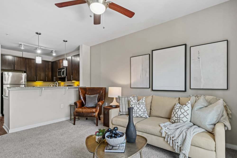 Balcony with seating at Flatiron District at Austin Ranch in The Colony, Texas