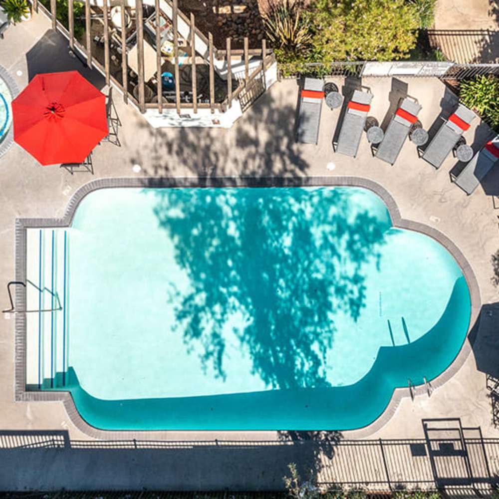 Swimming pool top view at Copper Creek in Sacramento, California