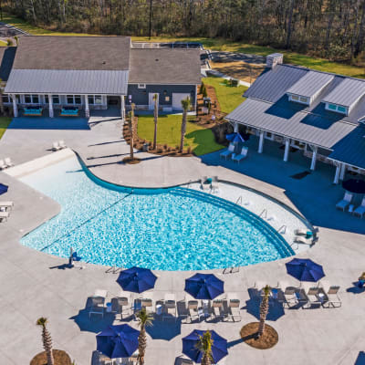 Gorgeous swimming pool at South City Apartments in Summerville, South Carolina