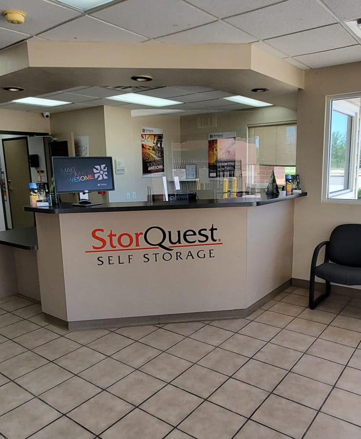 Interior of the leasing office at StorQuest Self Storage in Aurora, Colorado
