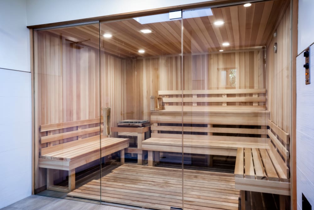 Community sauna at Brookdale Apartments in San Jose, California