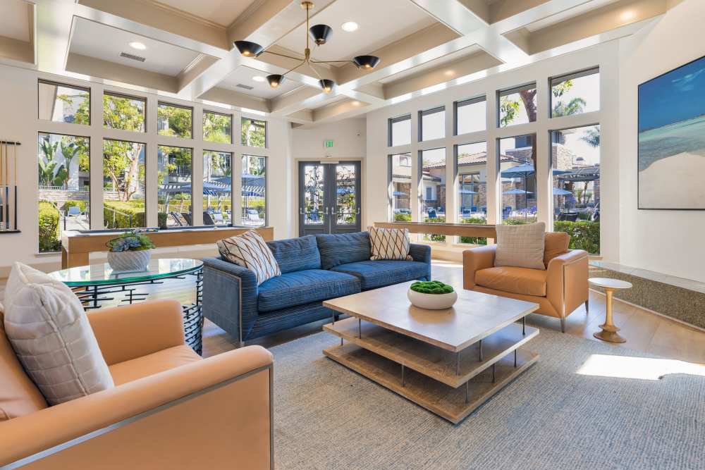 Interior view of the resident clubhouse at Alize at Aliso Viejo Apartment Homes in Aliso Viejo, California